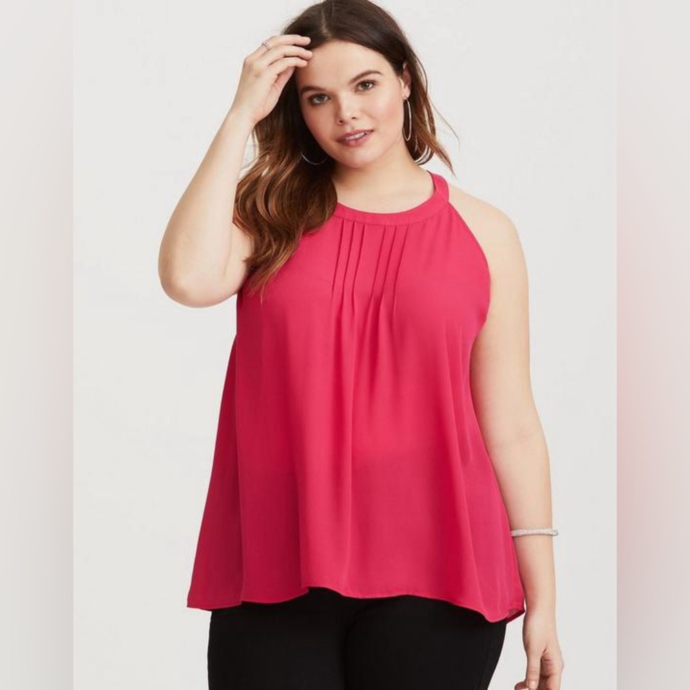 Size 3 Torrid Georgette Pleated Goddess Neck Tank